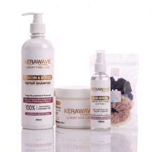 Keratine & Botox Shampoo(500ml), Hair Mask(500ml) & Serum(100ml) Kit | | with 2 pcs of scrunchies