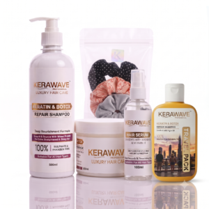 Keratin Shampoo (500ml) , Luxury Repair Hair Mask (500ml) , Hair Serum (100 Ml) combo | with travel pack | with with 2 pcs of scrunchies
